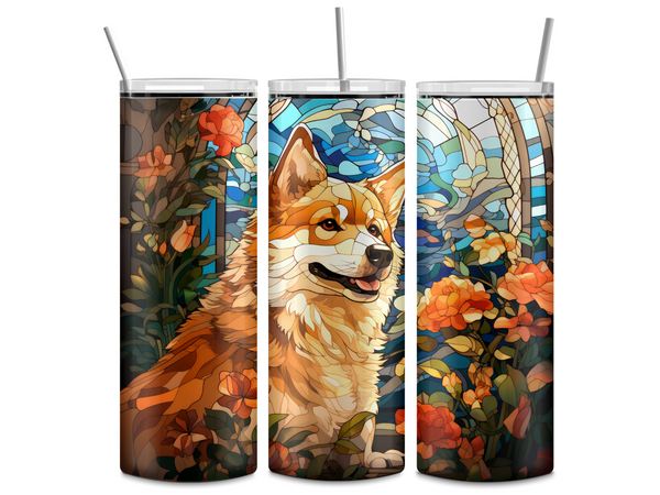 Shiba Inu Stained Glass | Tumbler