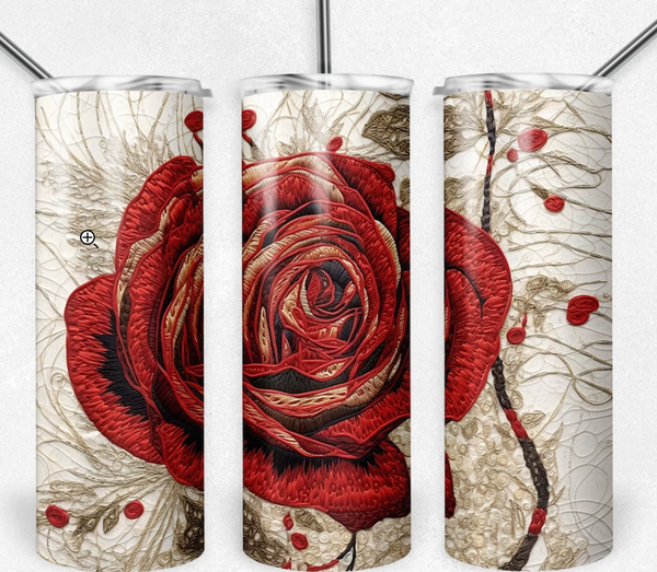 Embroidered Red Rose | Tumbler