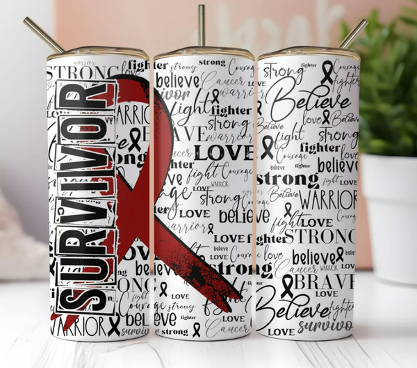 Cancer Survivor Ribbon Red | Tumbler