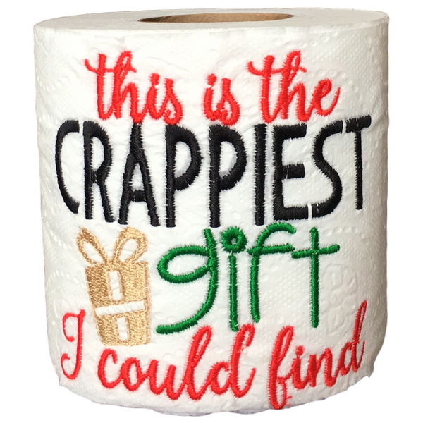 Crappiest Gift | Funny Gag Gifts | Christmas | Embroidered Toilet Paper