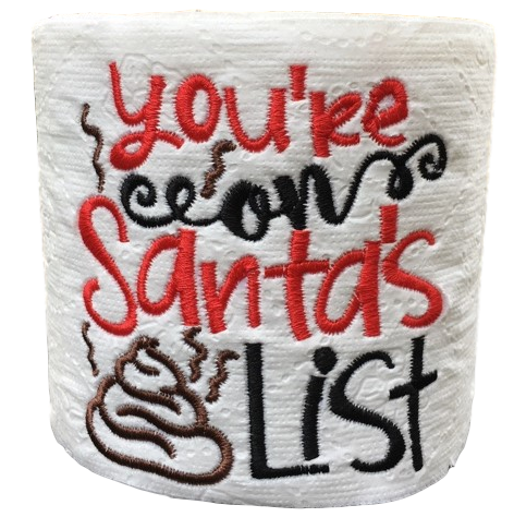 Santa's List | Funny Gag Gifts | Christmas | Embroidered Toilet Paper