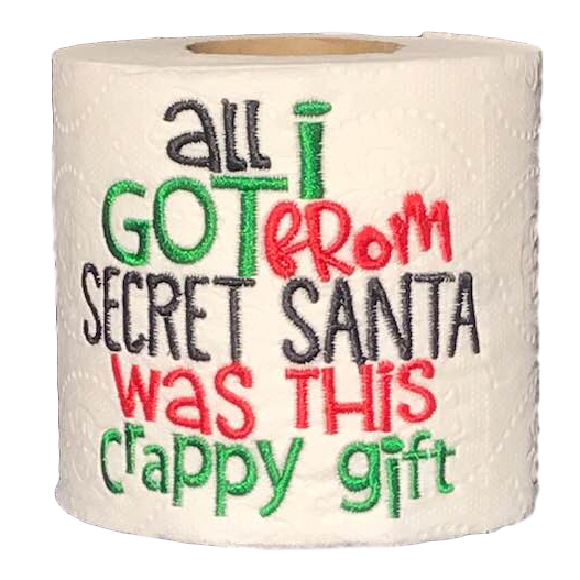 Secret Santa - Crappy Gift | Funny Gag Gifts | Christmas | Embroidered Toilet Paper