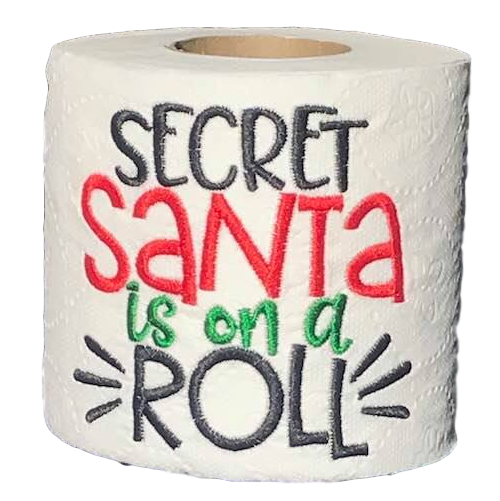 Secret Santa On A Roll Funny Gag Gifts Christmas Embroidered Toilet Paper