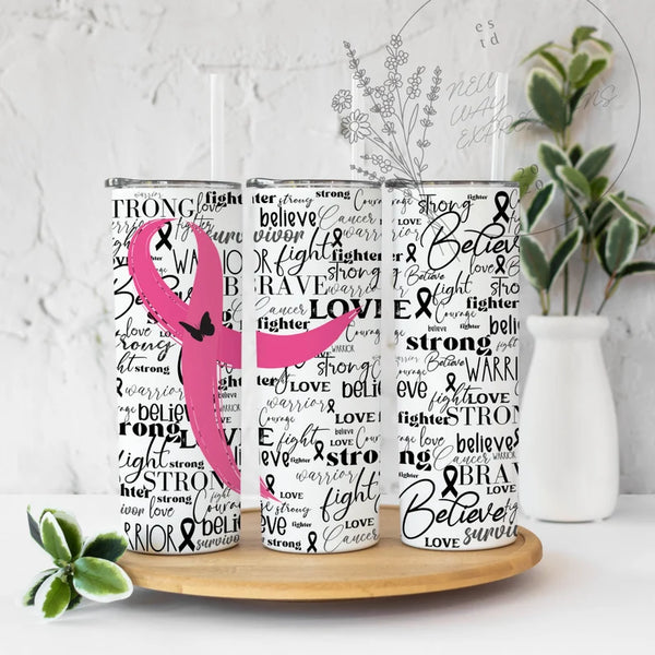 Awareness Ribbon Word Art Breast Cancer Pink #1 | Tumbler