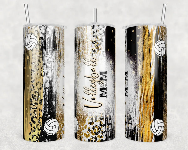 Volleyball Mom Black Gold Leopard | Tumbler