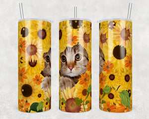 Yellow Sunflower Cat | Tumbler